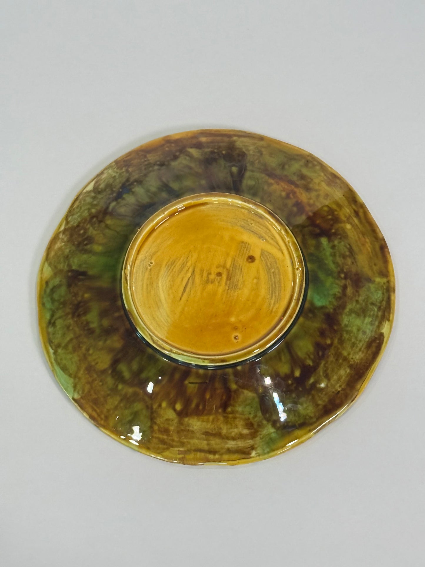 Majolica Plate Featuring a Fern Leaf Design