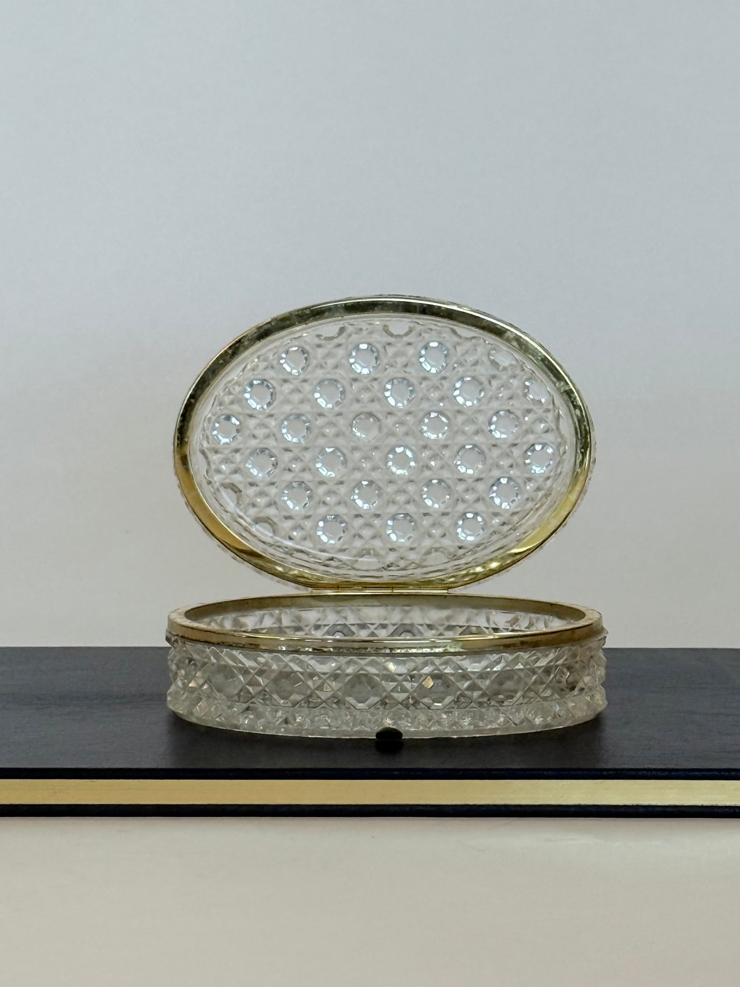 French Baccarat Style Crystal Casket Jewelry Box