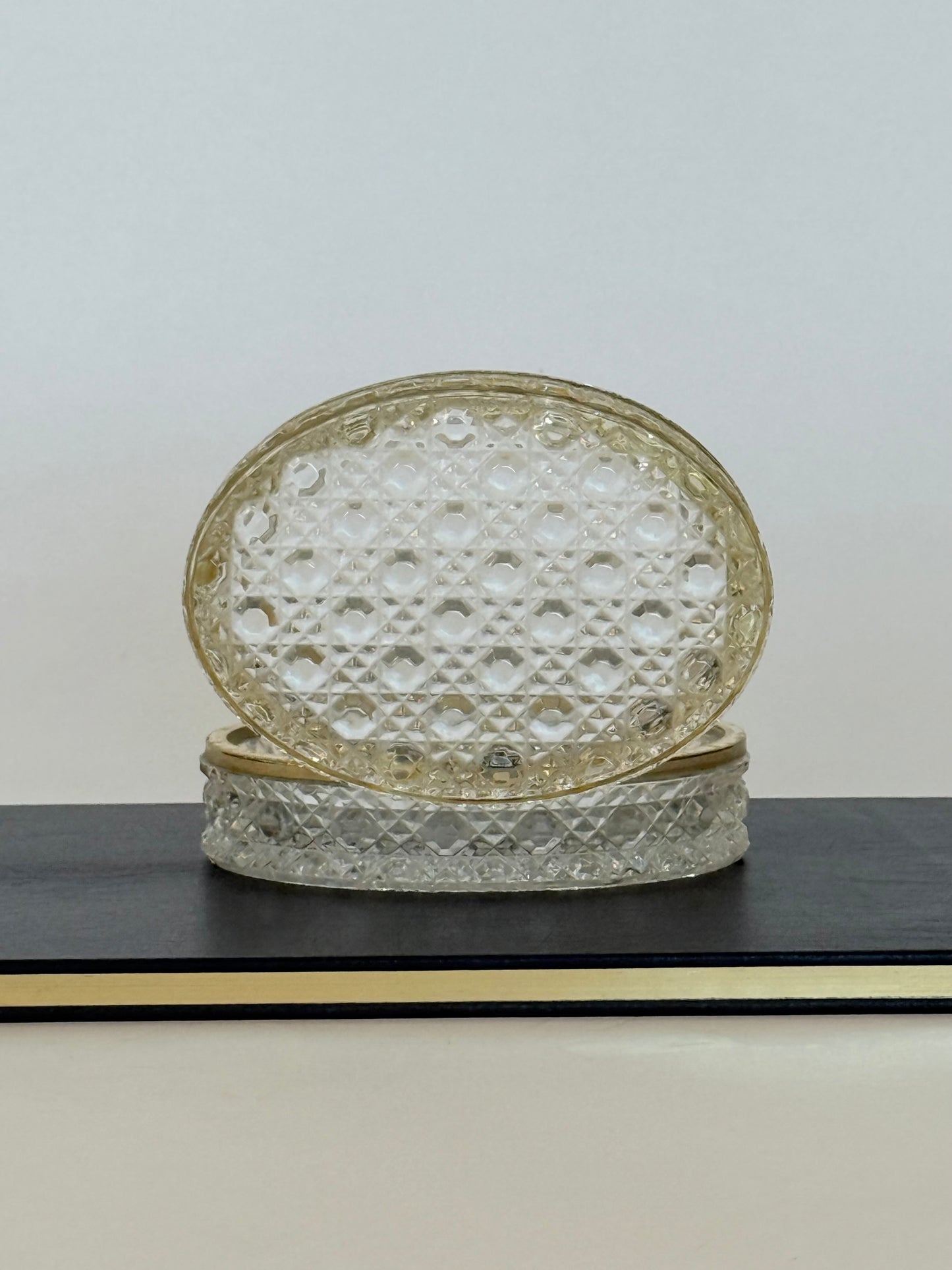 French Baccarat Style Crystal Casket Jewelry Box