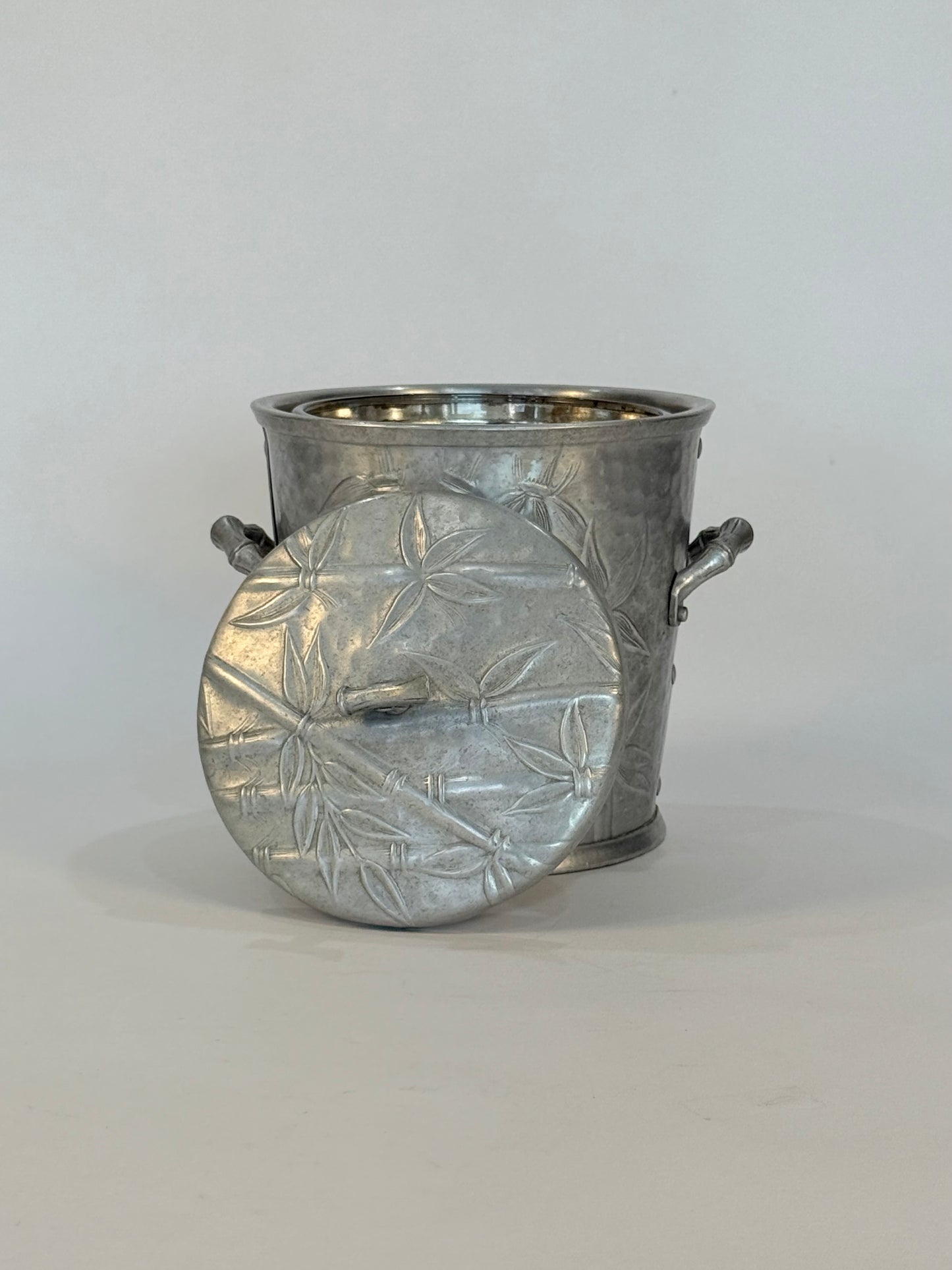 Mid-Century Aluminum Bamboo Ice Bucket