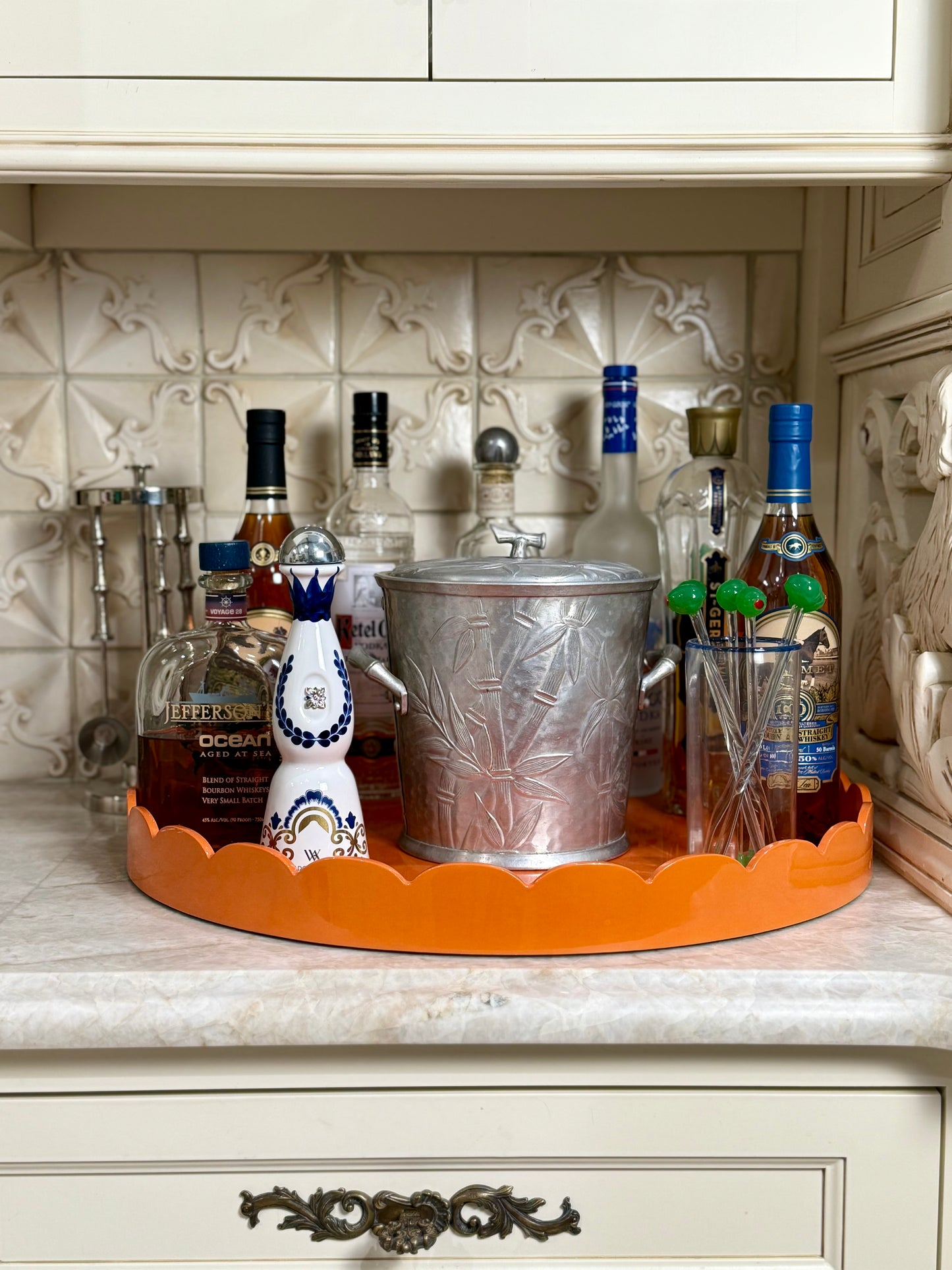 Mid-Century Aluminum Bamboo Ice Bucket