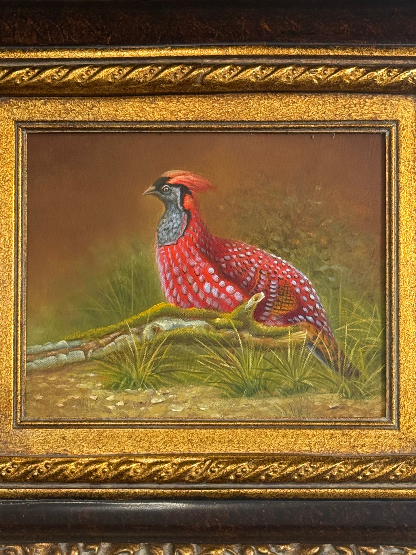 Oil Painting of a Pheasant Perched on a Branch