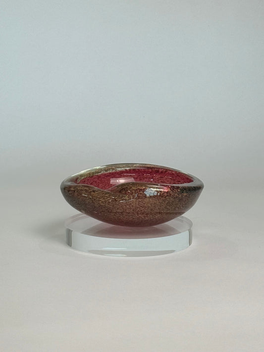 Midcentury Murano Pink with Gold  Bowl