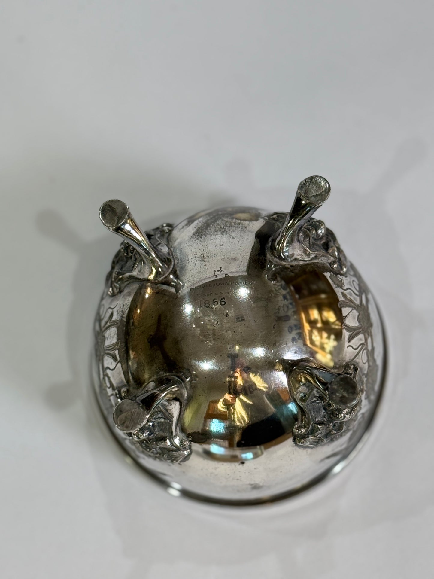 Vintage Footed Silverplate Serving Bowl from 1800s