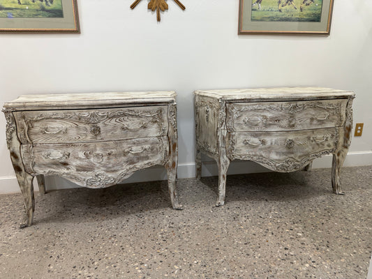 French Louis XV Style Distressed Commodes