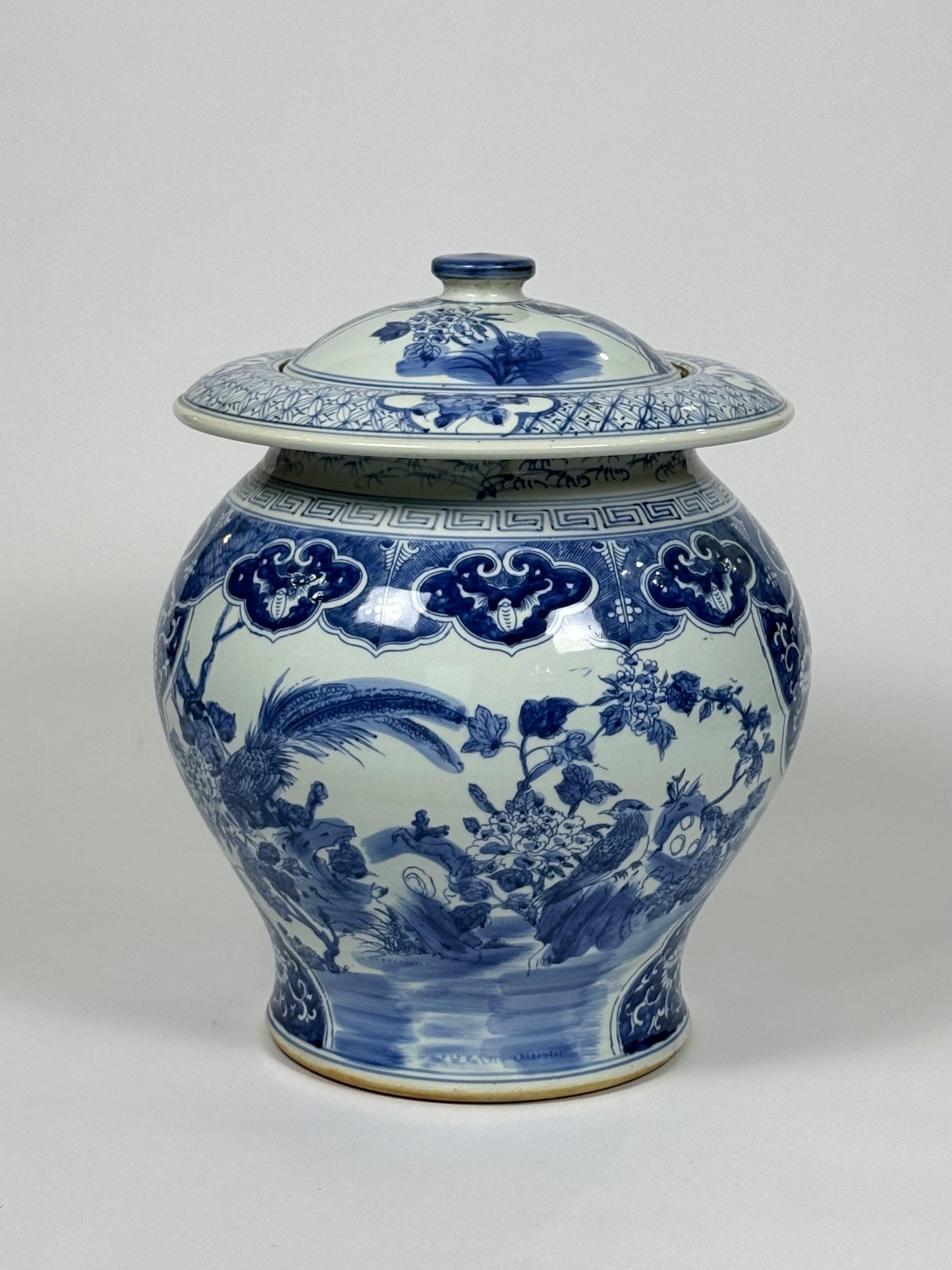 *NEW -  Blue and White Large Lidded Round Ginger Jar