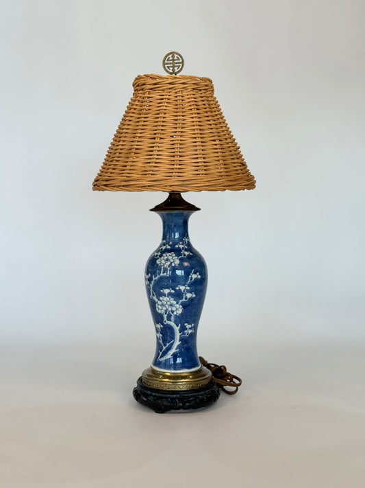 19th Century Small Blue & White Lamp