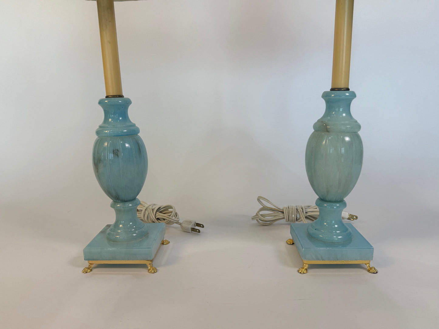 Vintage Pair of Robins Egg Blue Alabaster Lamps
