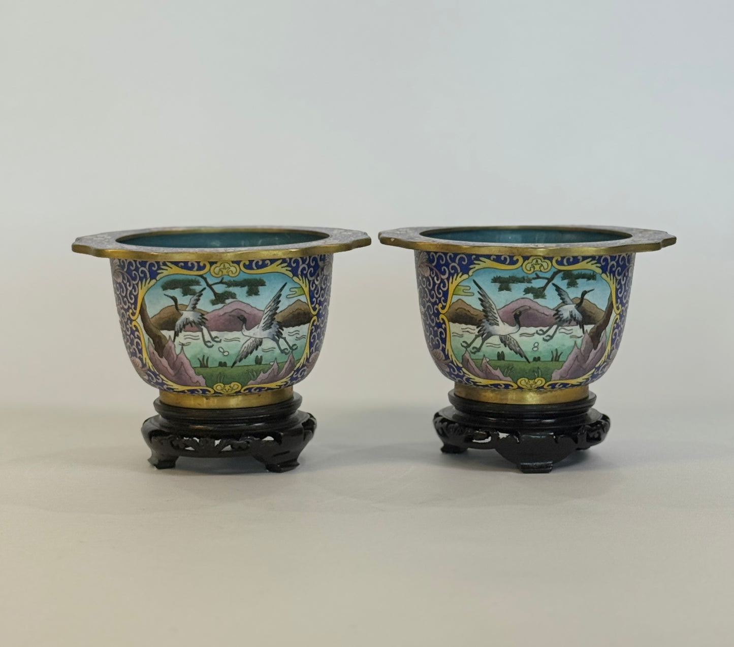 Cloisonne Bowls featuring Cranes