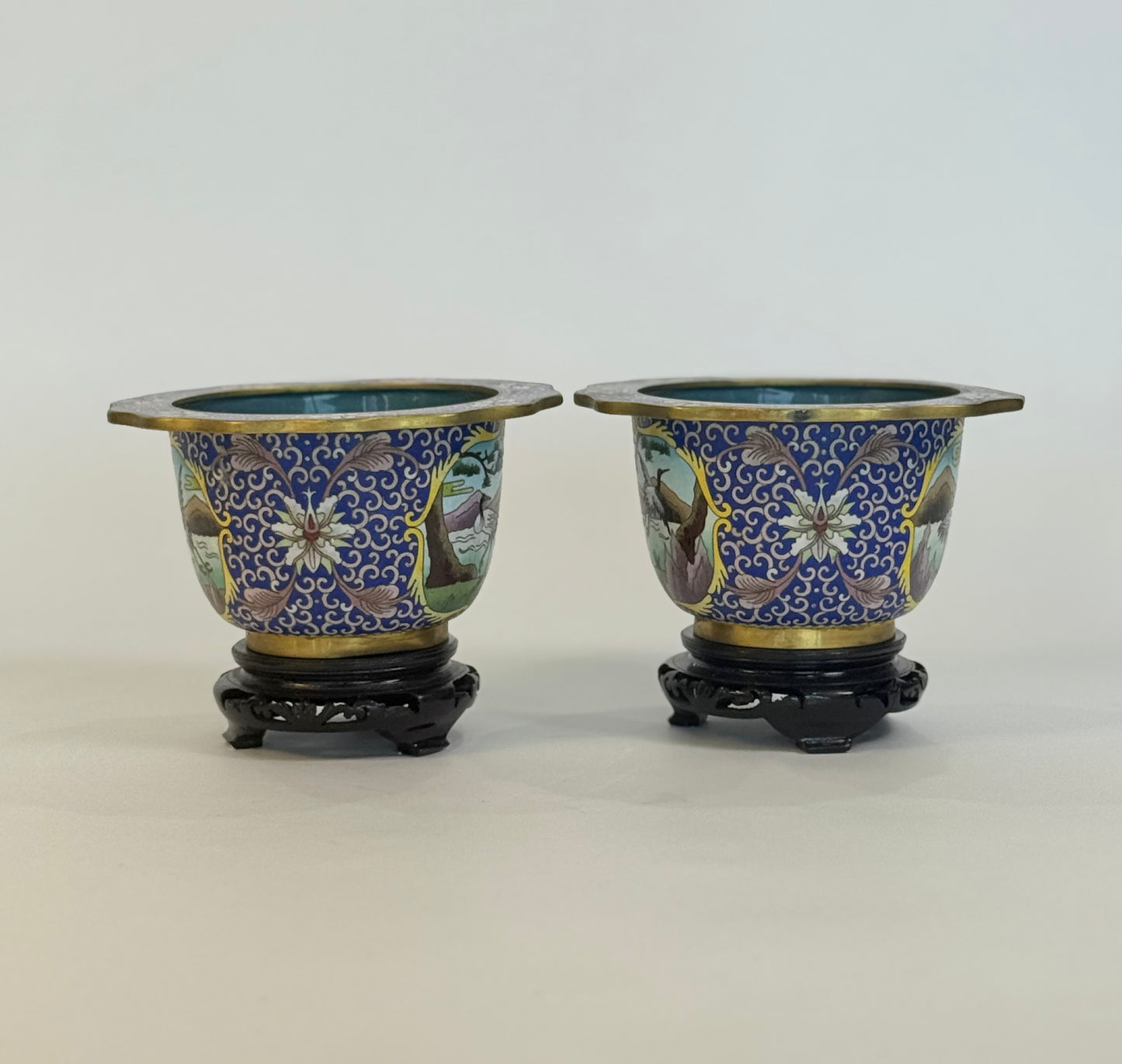 Cloisonne Bowls featuring Cranes