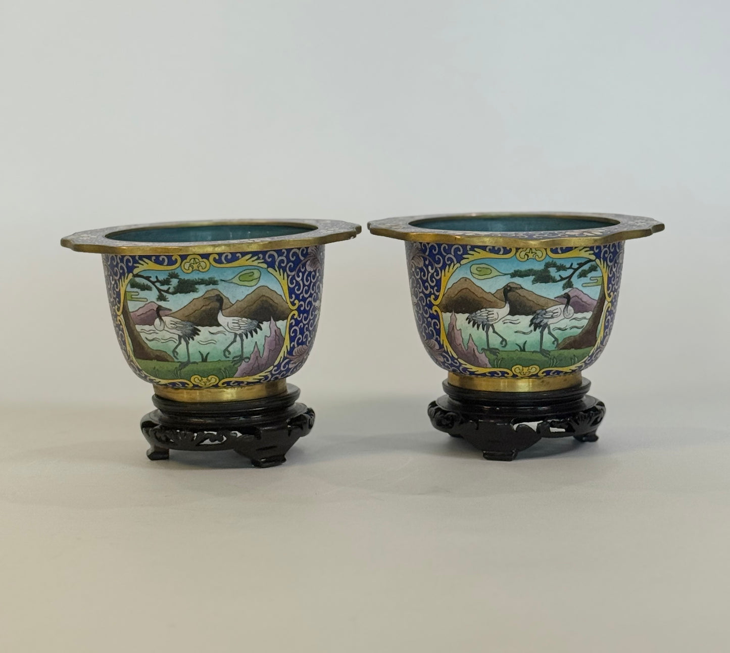 Cloisonne Bowls featuring Cranes