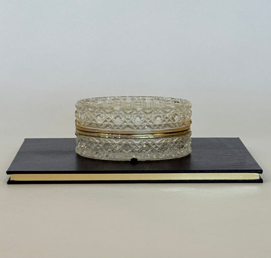 French Baccarat Style Crystal Casket Jewelry Box