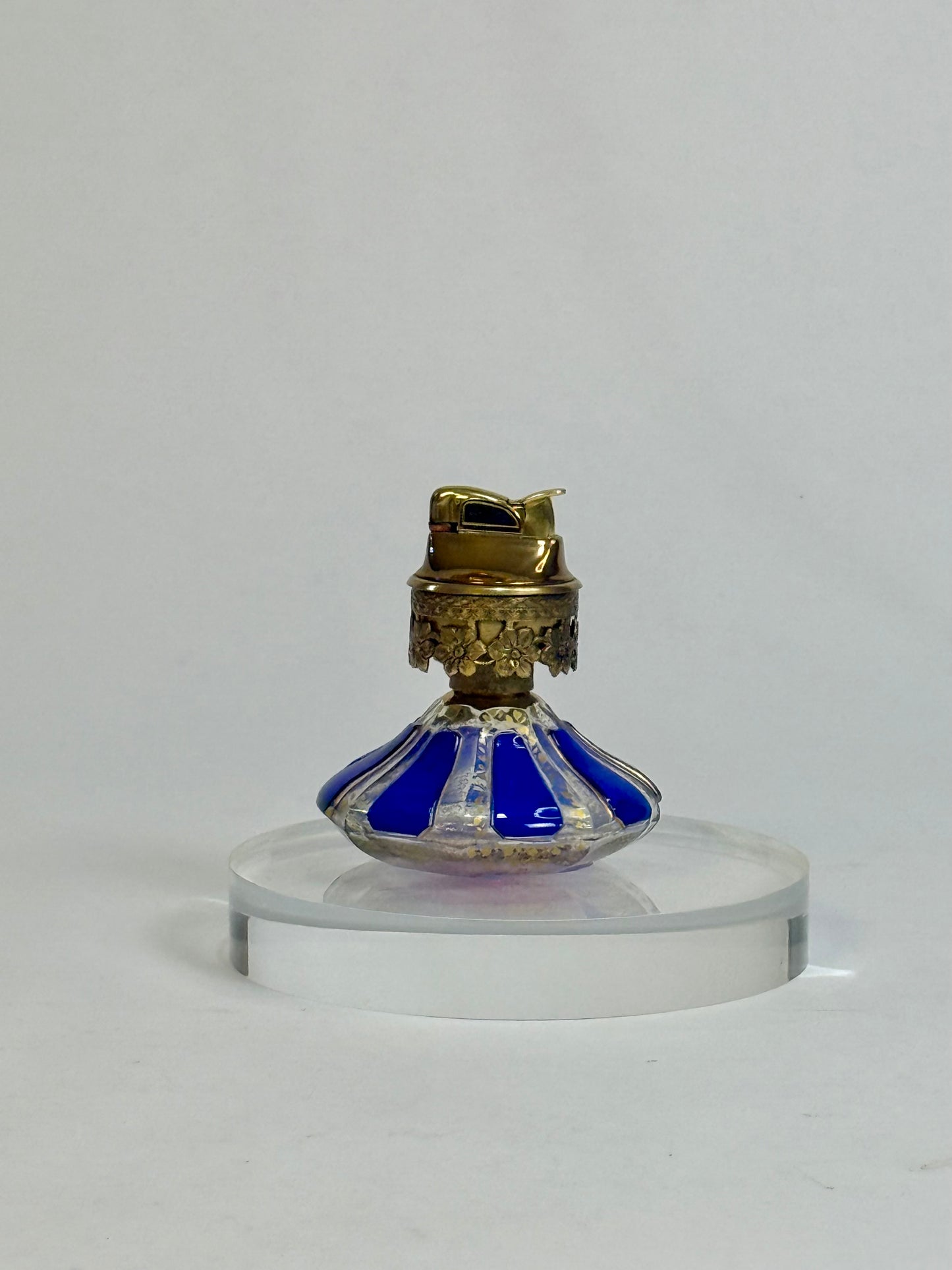 Vintage Cobalt Blue Glass Table Lighter from Europe