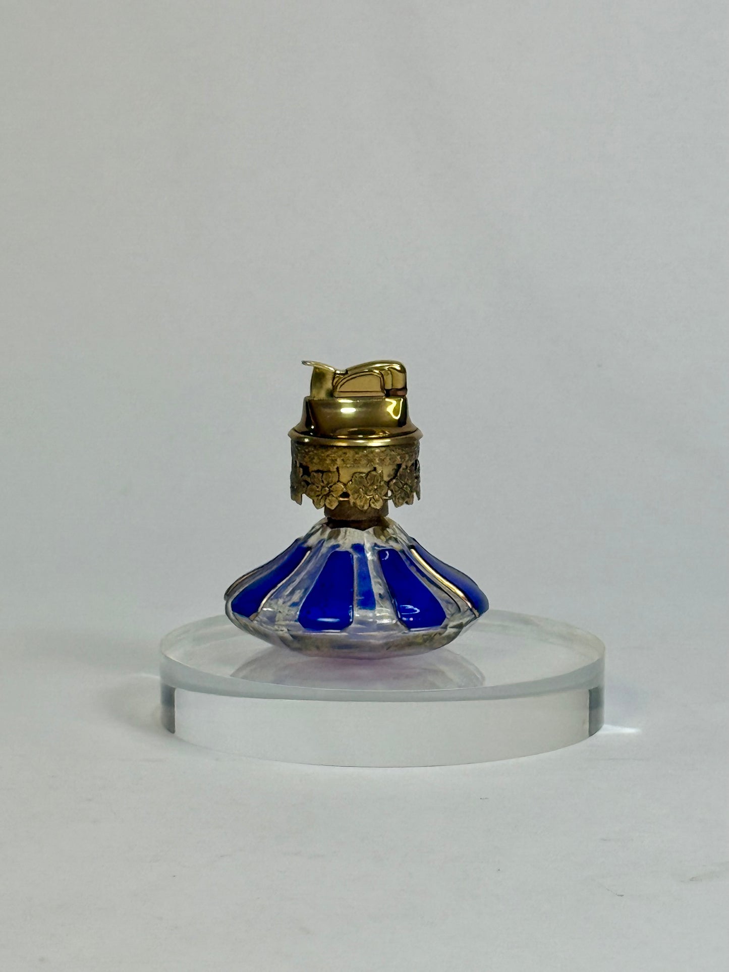 Vintage Cobalt Blue Glass Table Lighter from Europe