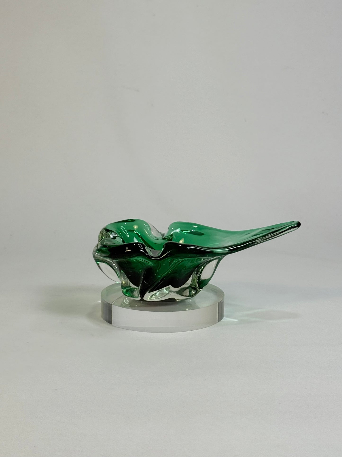 Vintage Green Murano Leaf Bowl