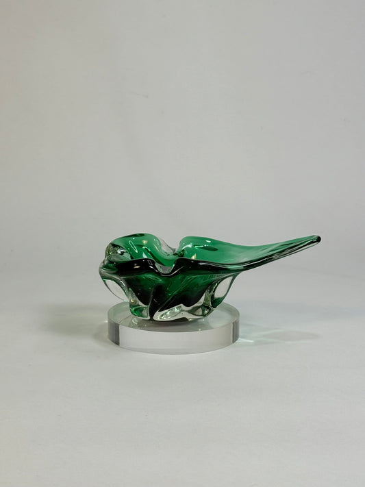 Vintage Green Murano Leaf Bowl