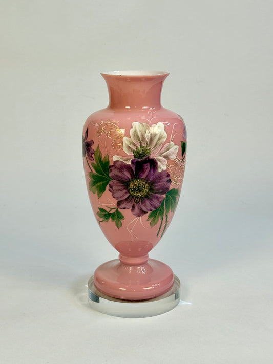 Opaline Glass Painted Vase