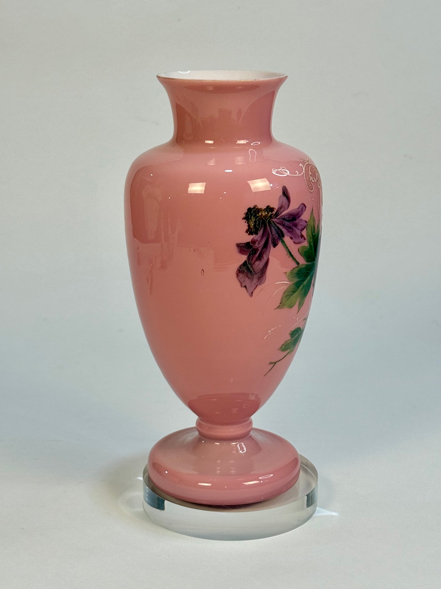 Opaline Glass Painted Vase
