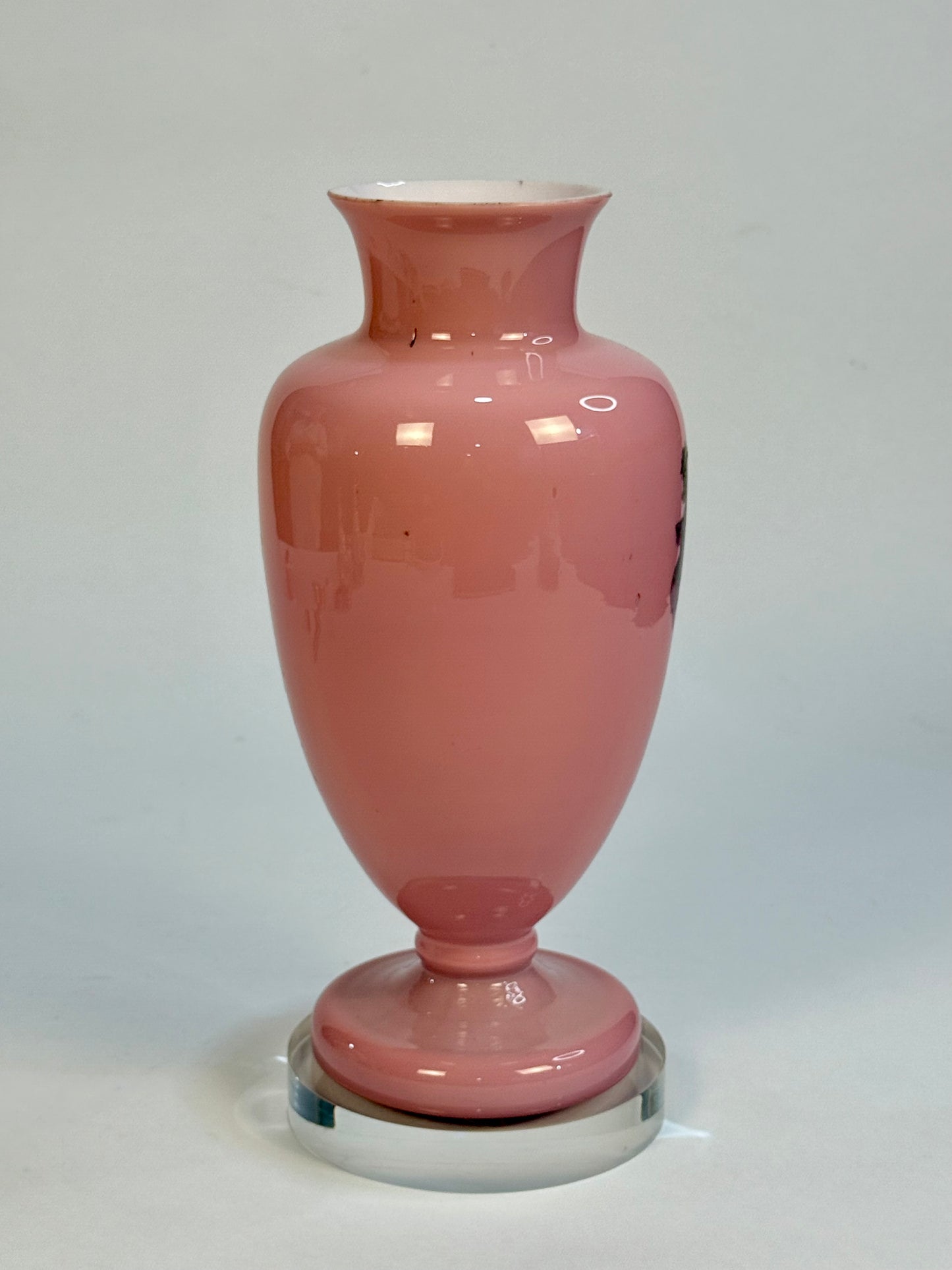 Opaline Glass Painted Vase
