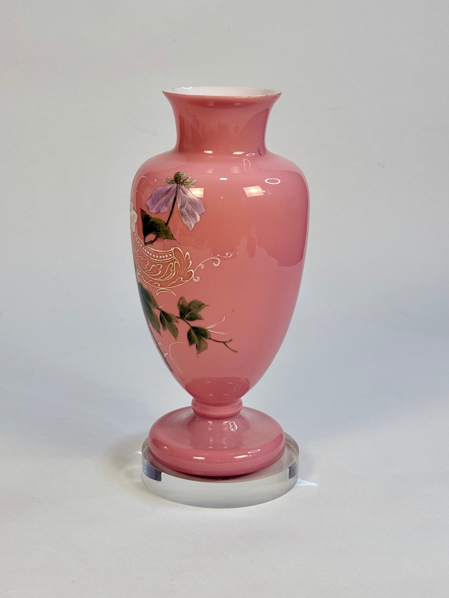 Opaline Glass Painted Vase