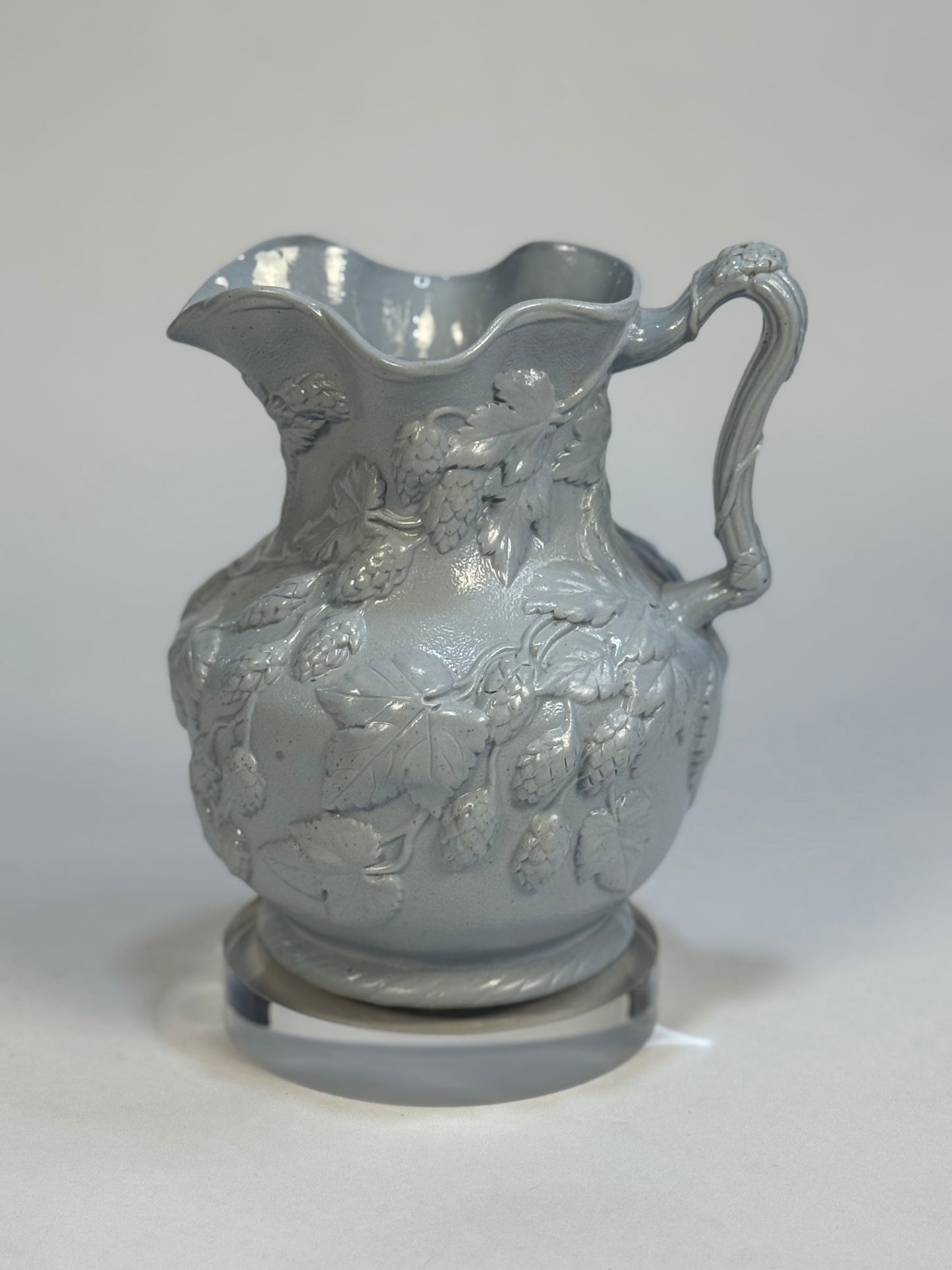 19th Century Stoneware Pitcher with Hops Relief