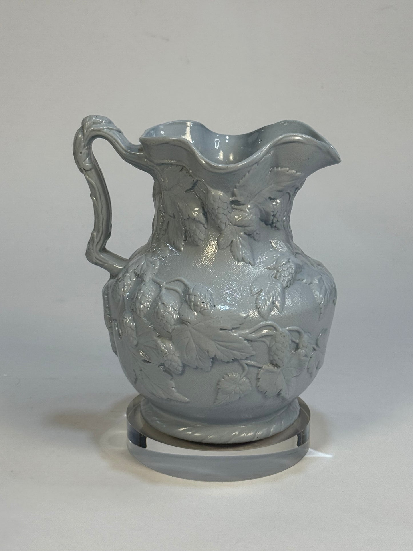 19th Century Stoneware Pitcher with Hops Relief