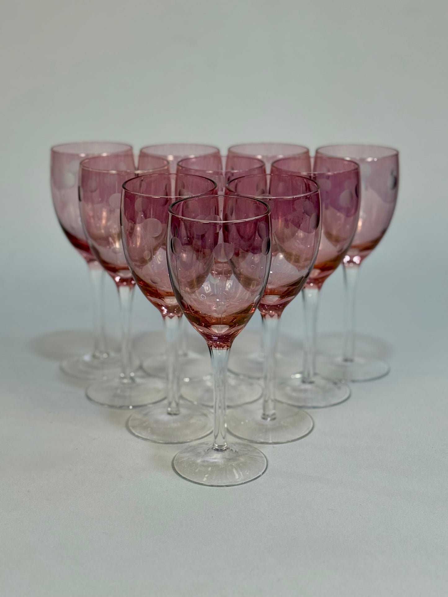 Vintage Pink Lustreware Wine Glasses