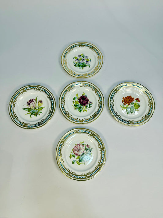 Victorian Era Turquoise and Gold Floral Plates