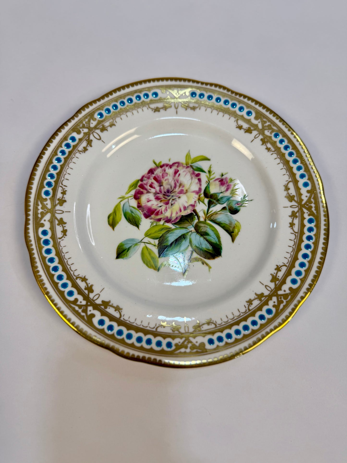 Victorian Era Turquoise and Gold Floral Plates