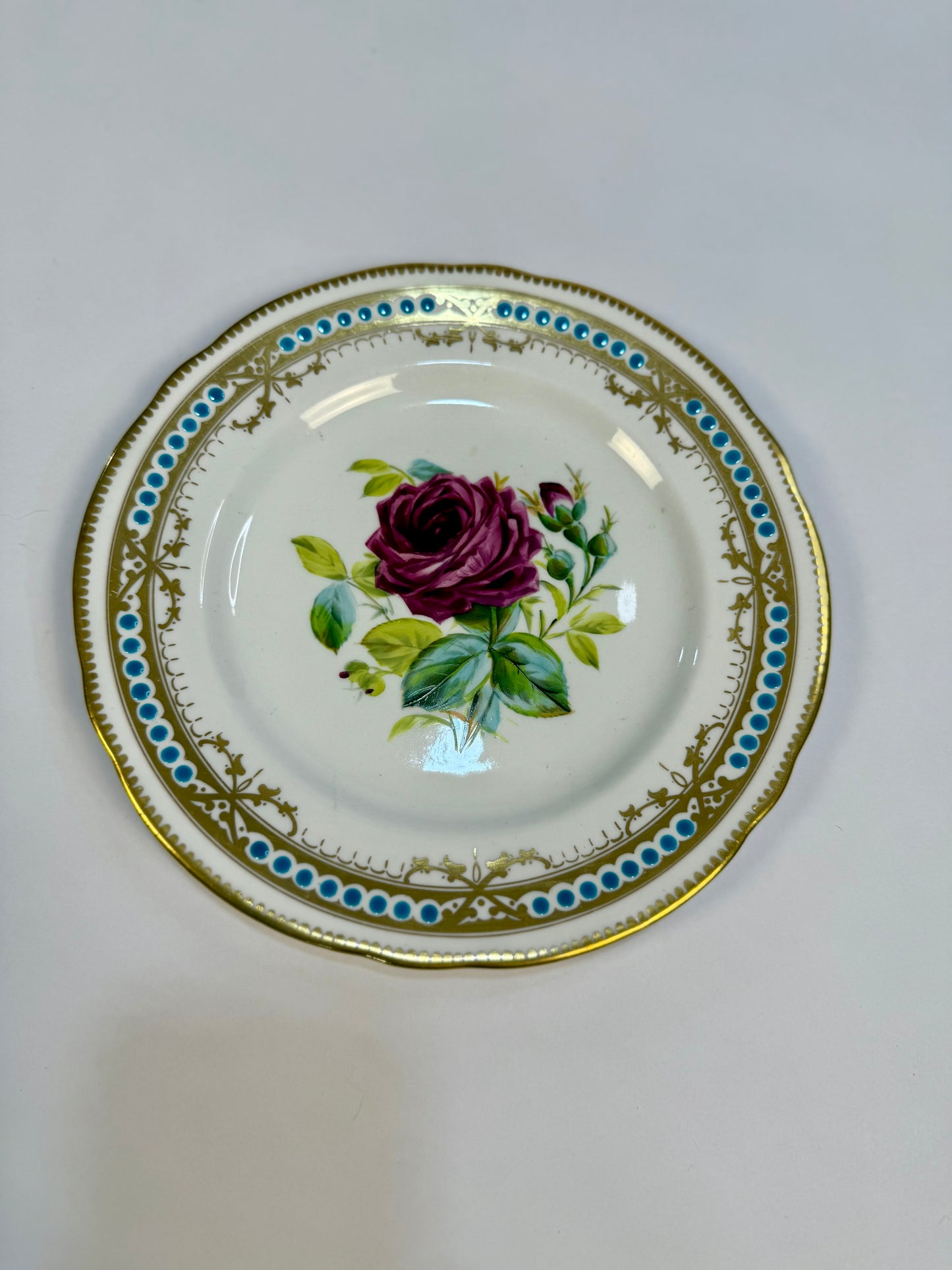 Victorian Era Turquoise and Gold Floral Plates
