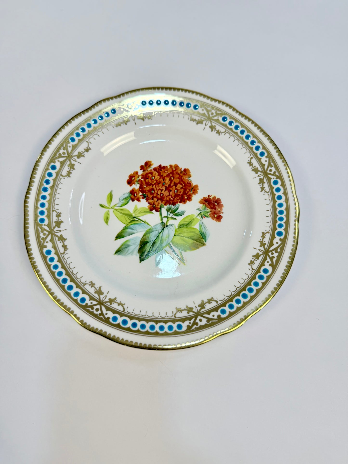Victorian Era Turquoise and Gold Floral Plates