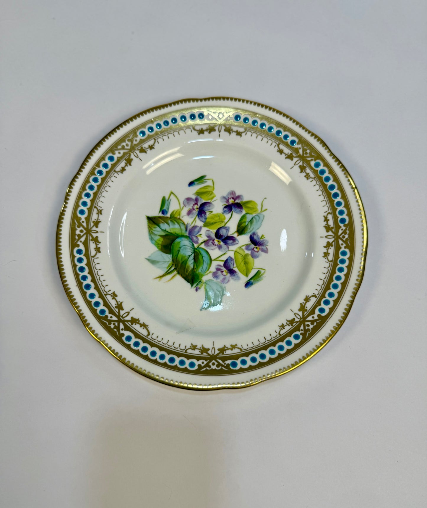 Victorian Era Turquoise and Gold Floral Plates