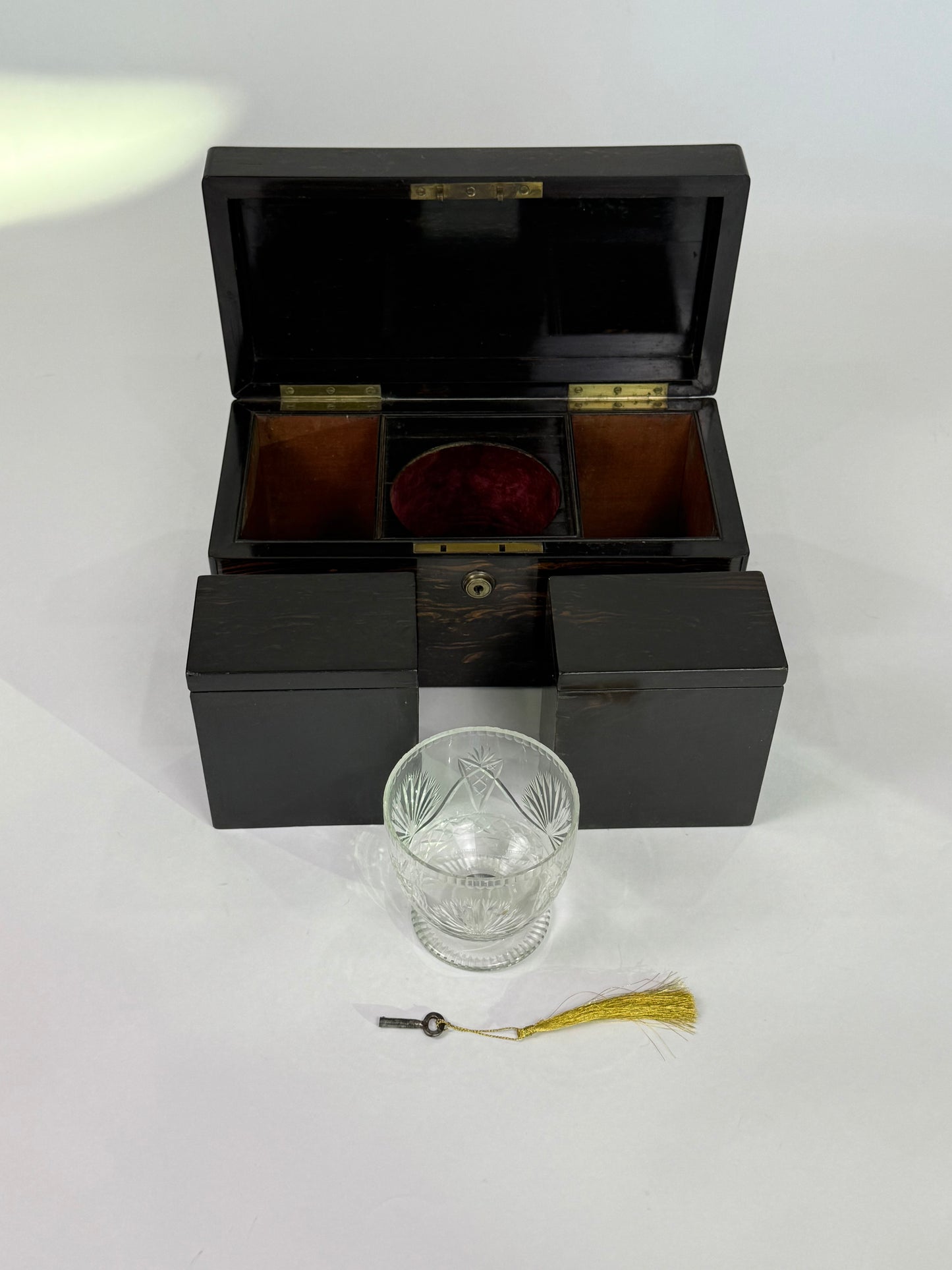 Joseph Bramah English Coromandel Wooden Double Tea Caddy (19th Century)