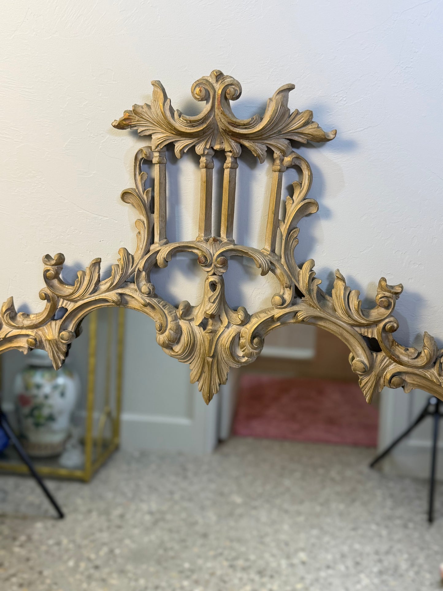 Ornate Chinoiserie Chippendale Rococo Style Console, Buffet or Fireplace Mirror