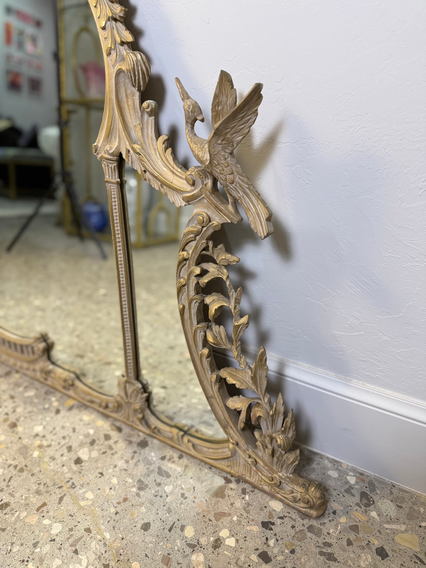 Ornate Chinoiserie Chippendale Rococo Style Console, Buffet or Fireplace Mirror