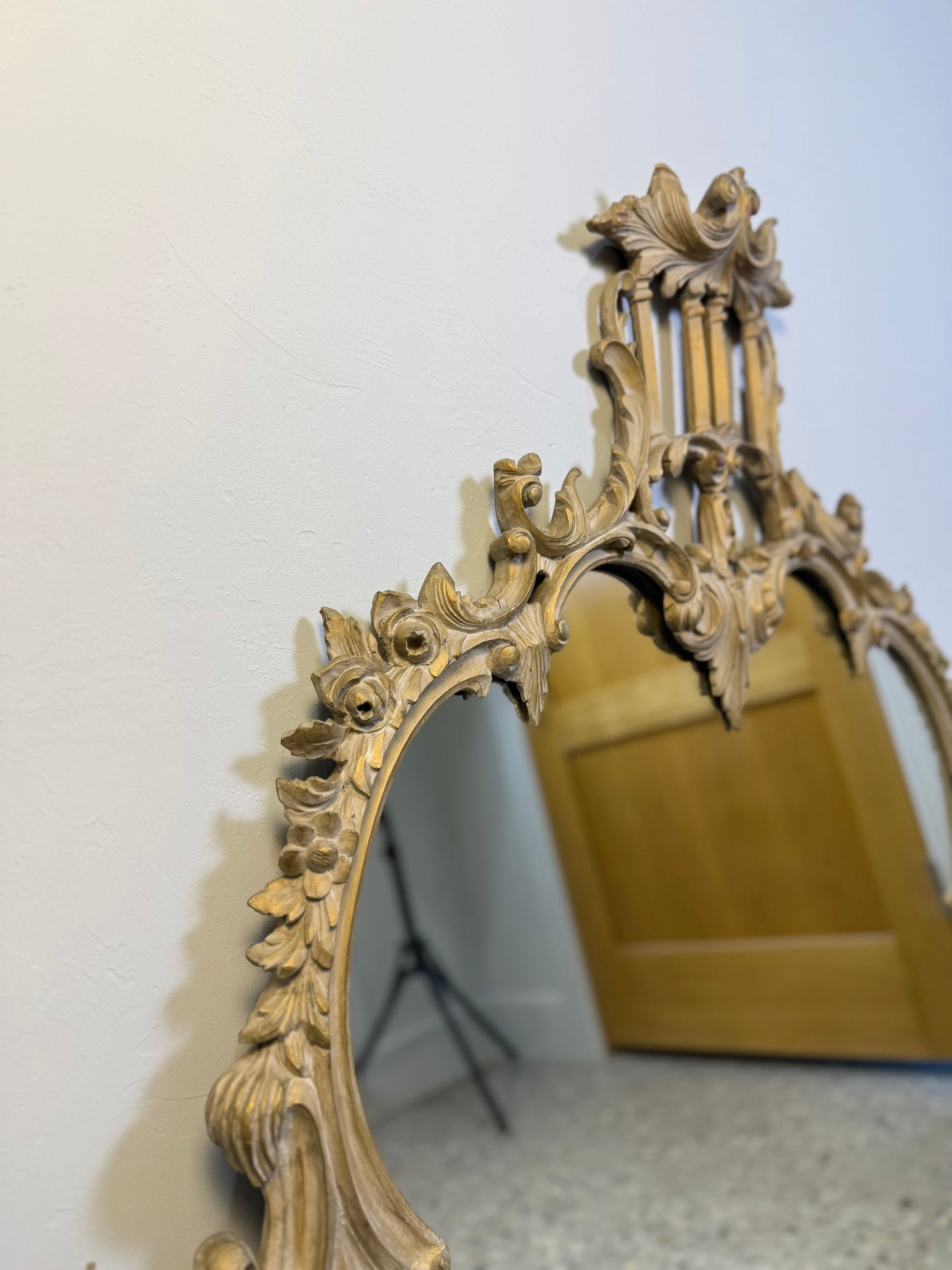 Ornate Chinoiserie Chippendale Rococo Style Console, Buffet or Fireplace Mirror