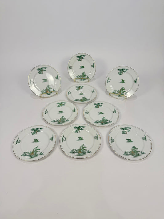 Narumi Manchu Pattern Porcelain Plates with Gold Trim
