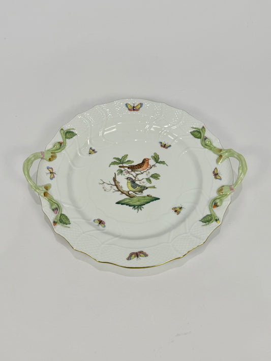 Herend Rothschild Bird Porcelain Serving Platter with Branch Handles