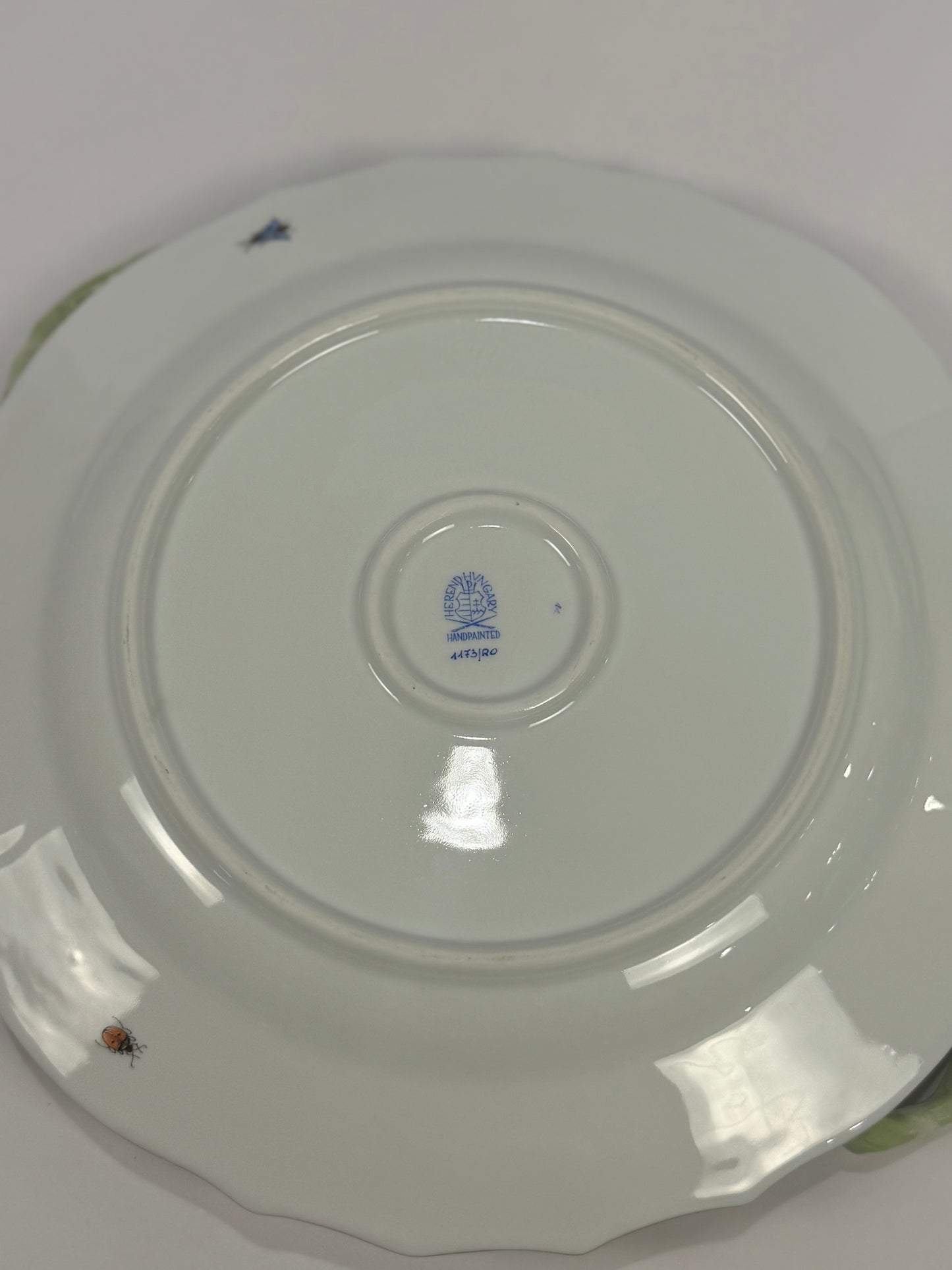 Herend Rothschild Bird Porcelain Serving Platter with Branch Handles