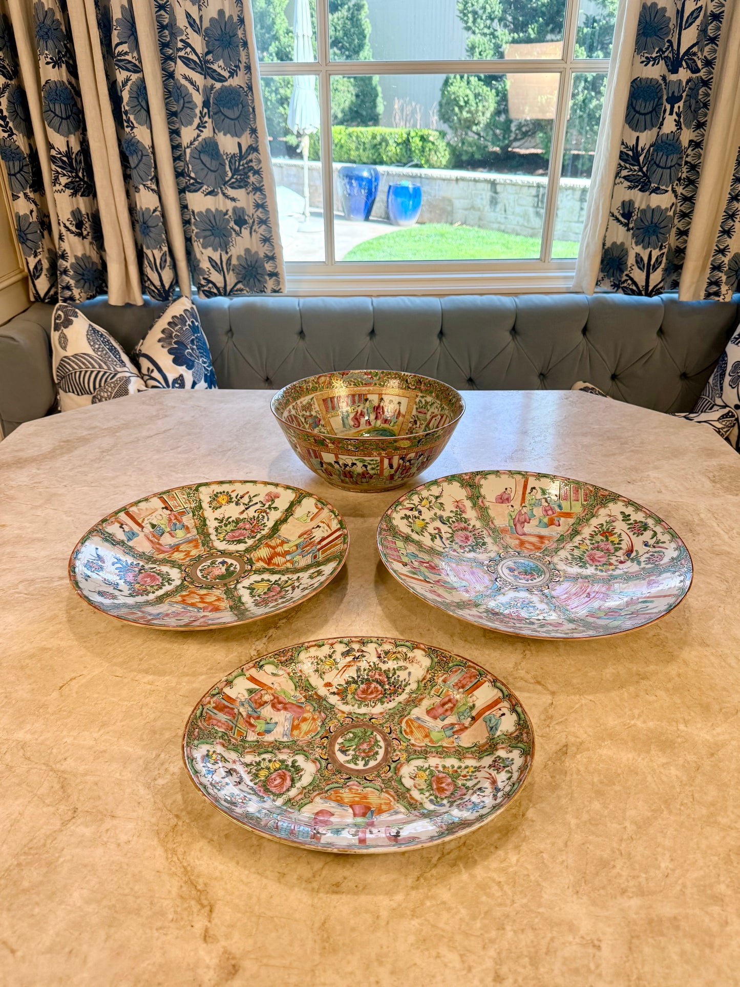 Large 19th Century Chinese Famille Rose Medallion Porcelain Platter